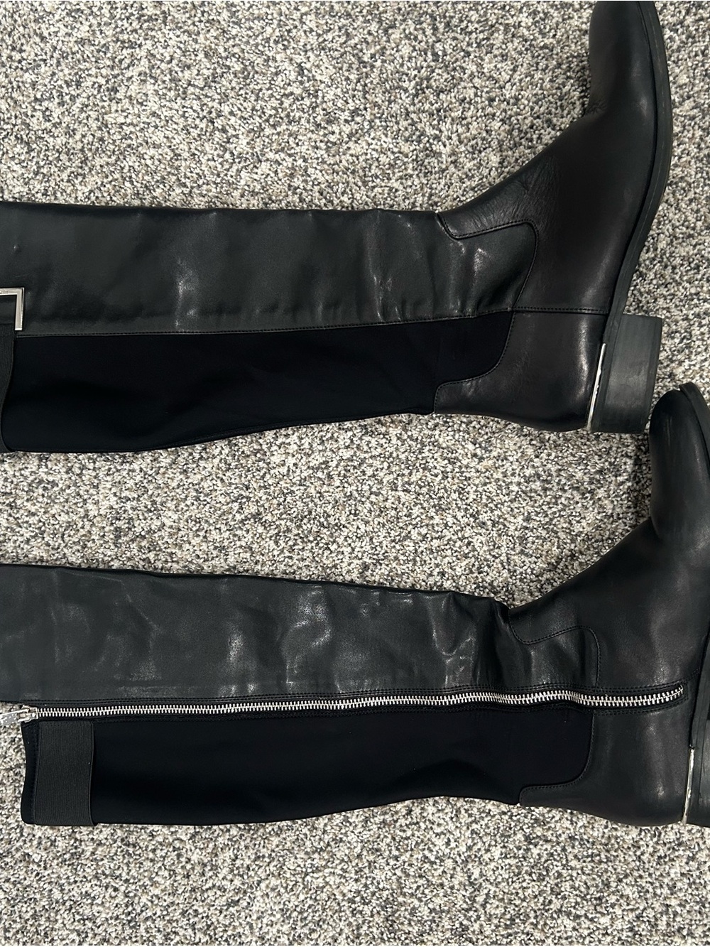 Calvin Klein Black Over-the-Knee Leather Boots with Side Zipper 8